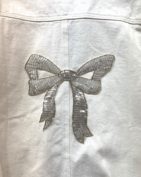 Upcycled White Shacket - Bow Patch