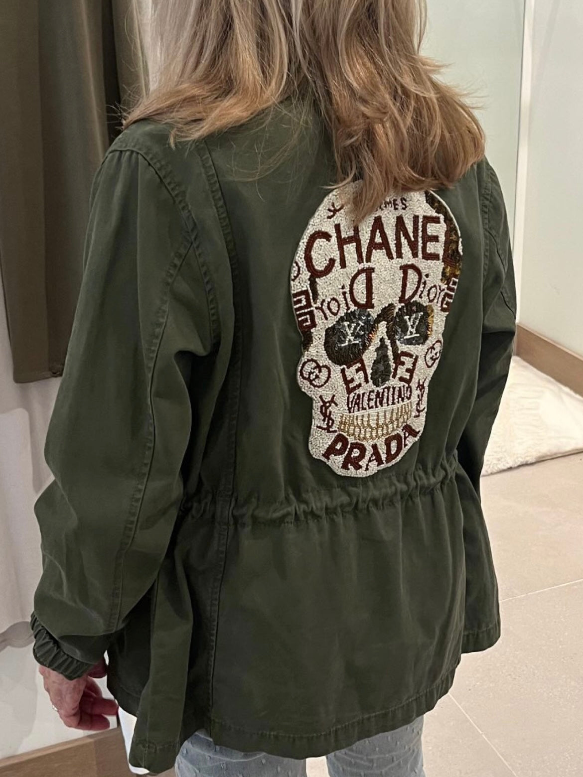 Upcycled Designer Mash-up Patch Army Jacket