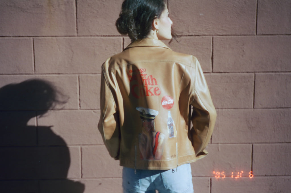 UpcycledNYC X ByBoulukos Better with Coke Leather Jacket