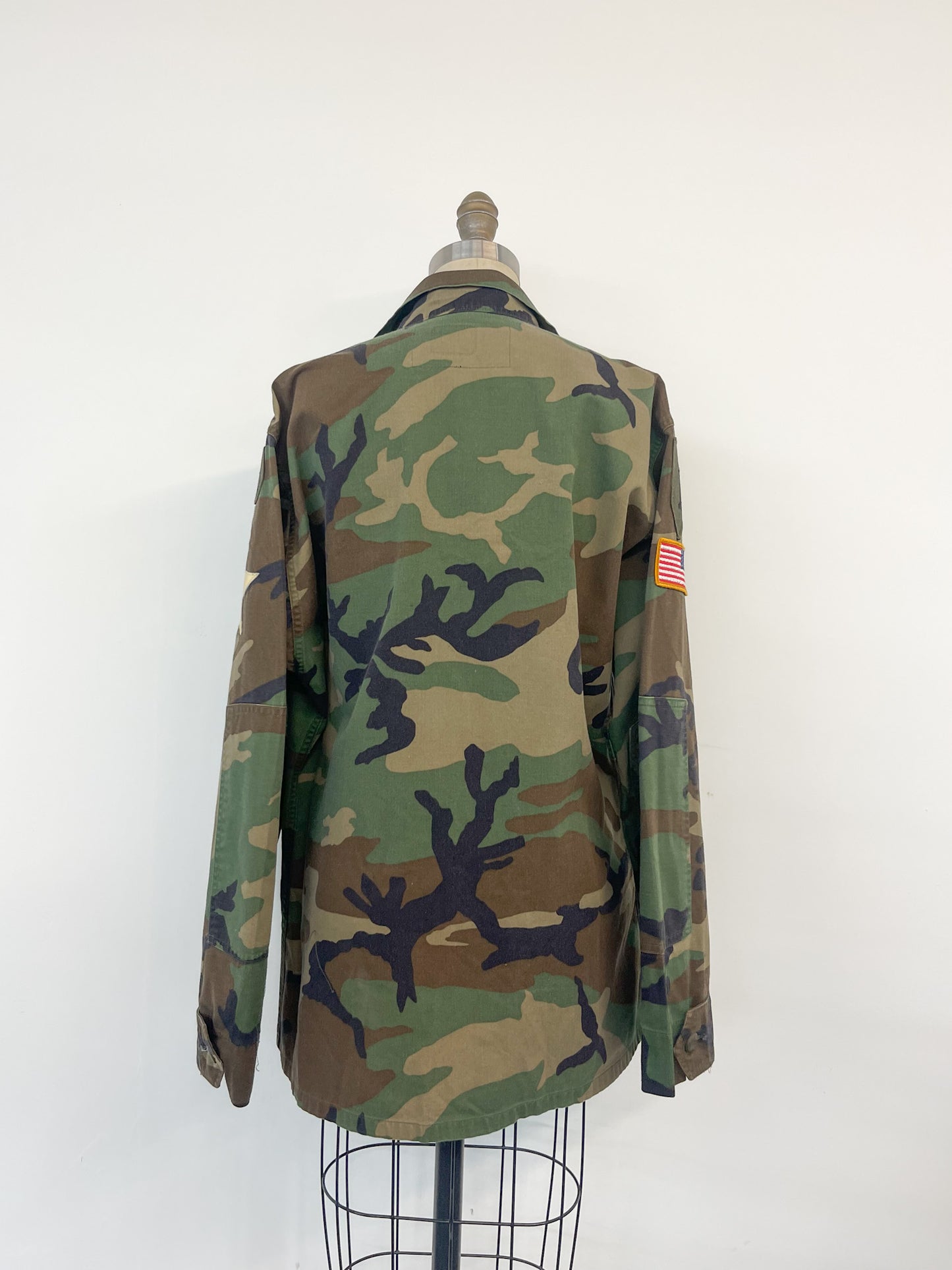 Upcycled Army Camo Jacket - Gold Stars