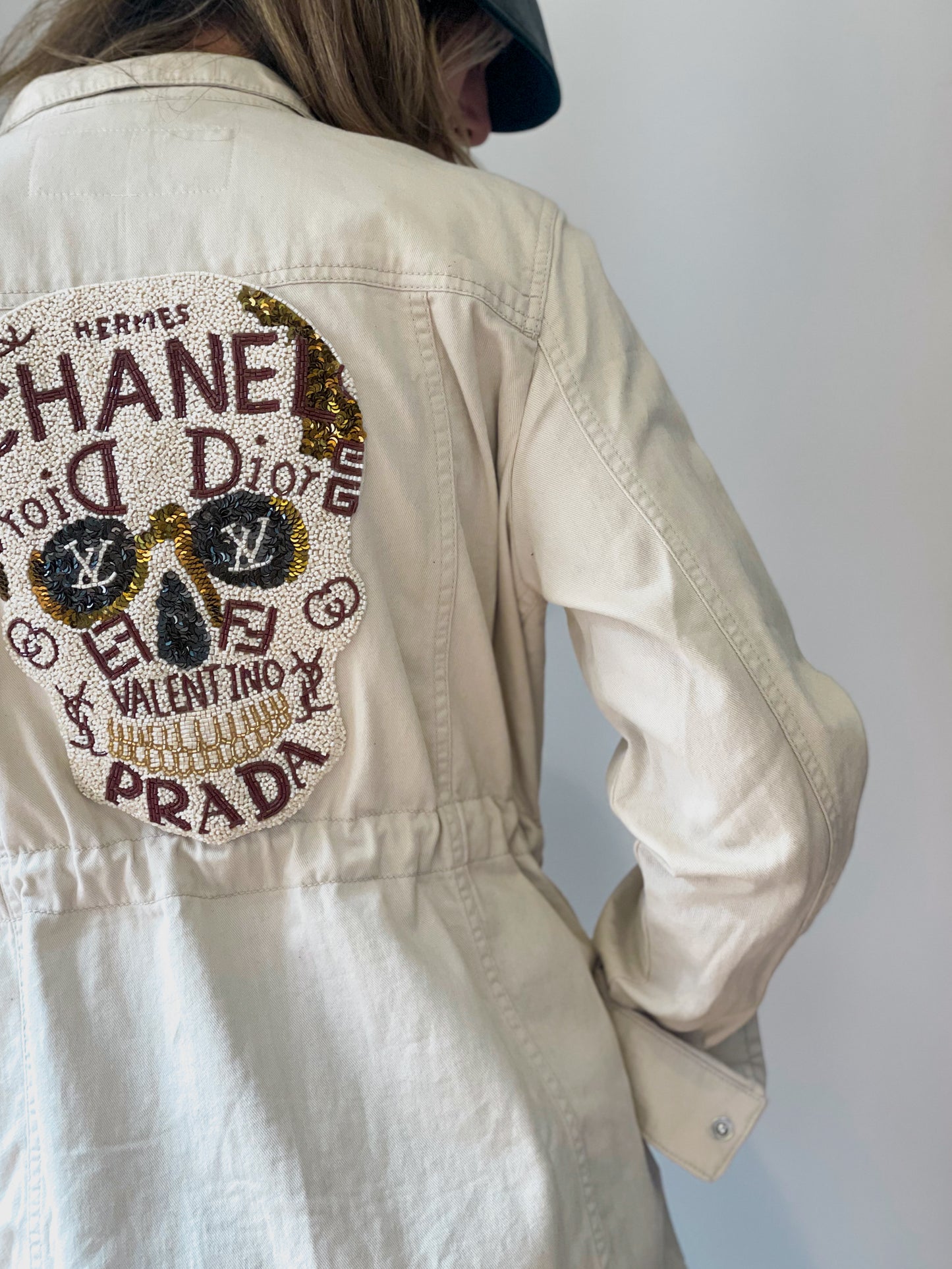 Upcycled Designer Mash-up Patch Army Jacket