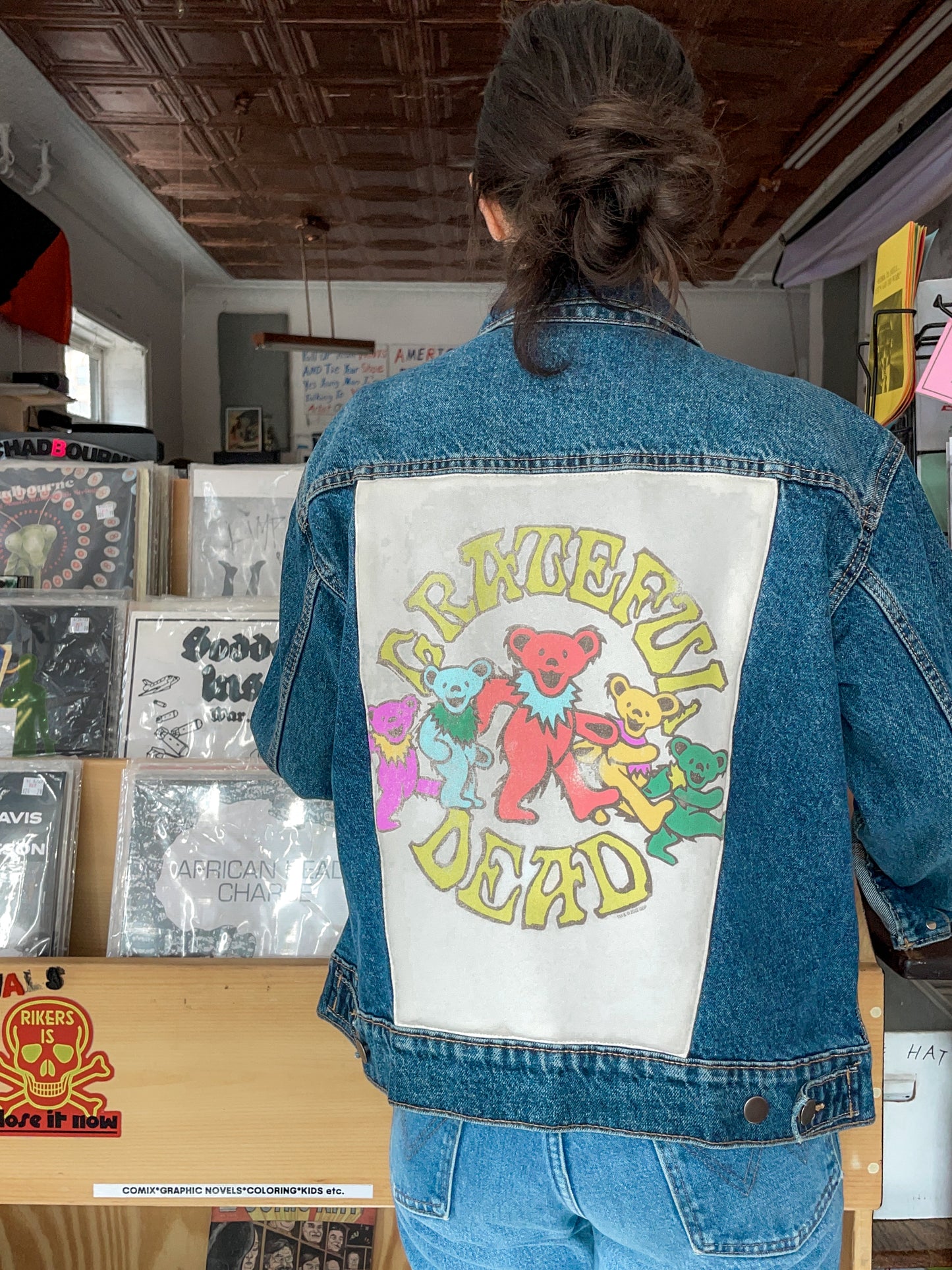 Upcycled Dancing Bears Denim Jacket