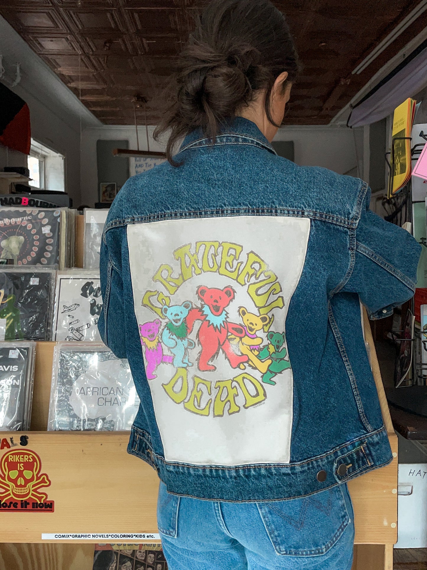 Upcycled Dancing Bears Denim Jacket