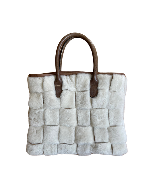 Upcycled Shearling Woven Purse
