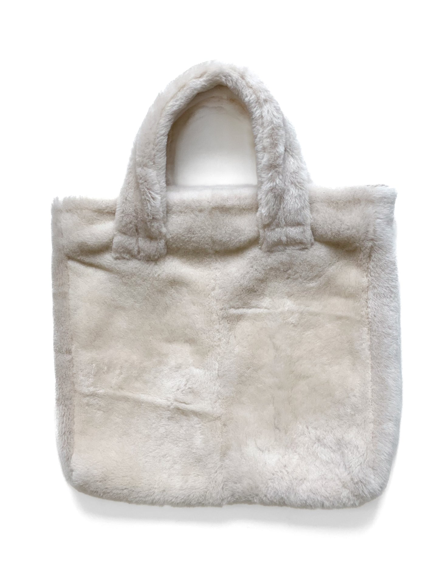 Upcycled Shearling Tote - Cream