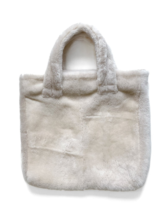 Upcycled Shearling Tote - Cream