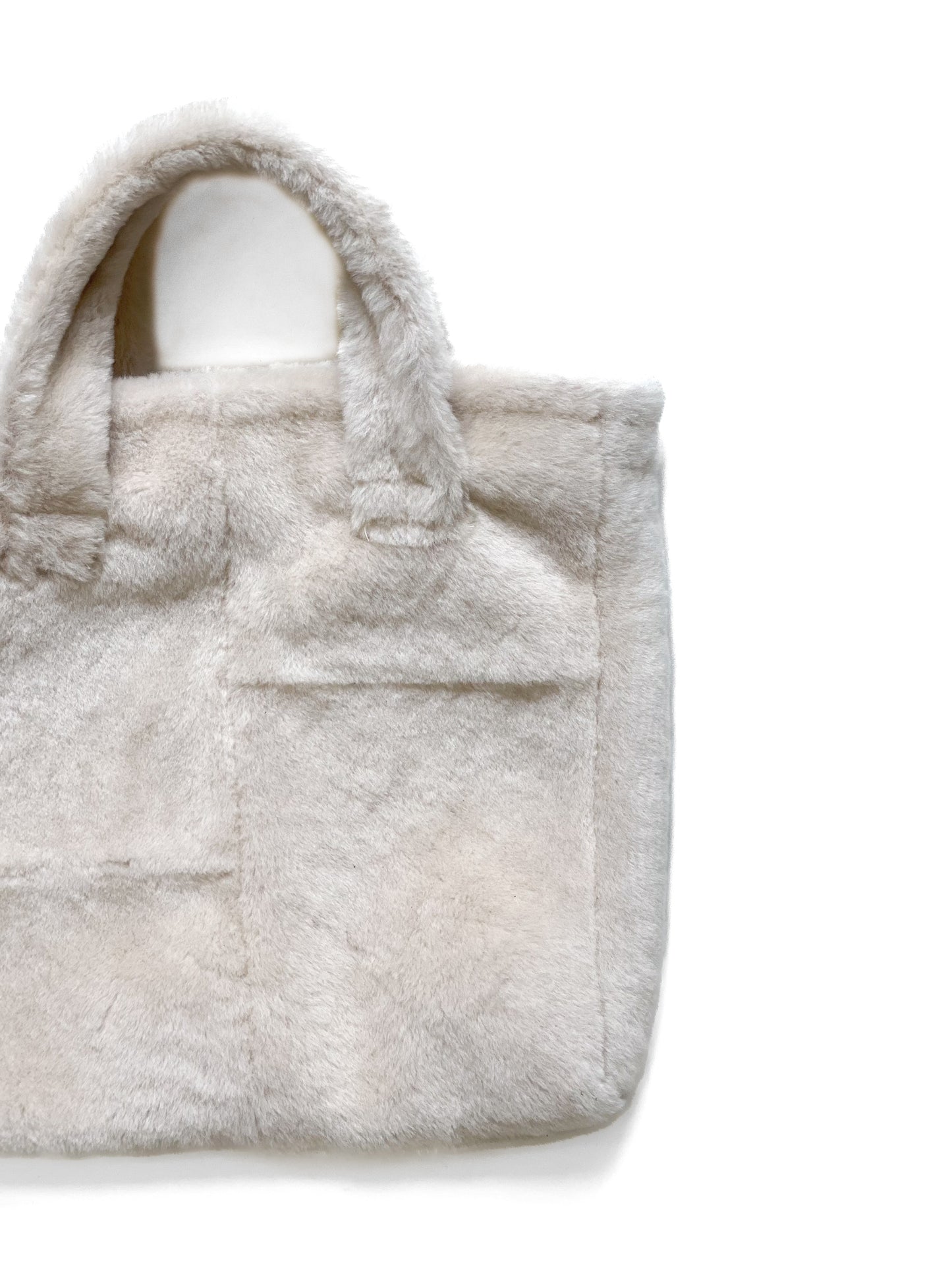 Upcycled Shearling Tote - Cream