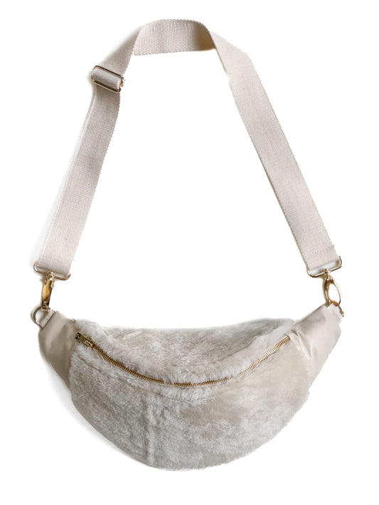 Upcycled Shearling Sling Bag - Cream