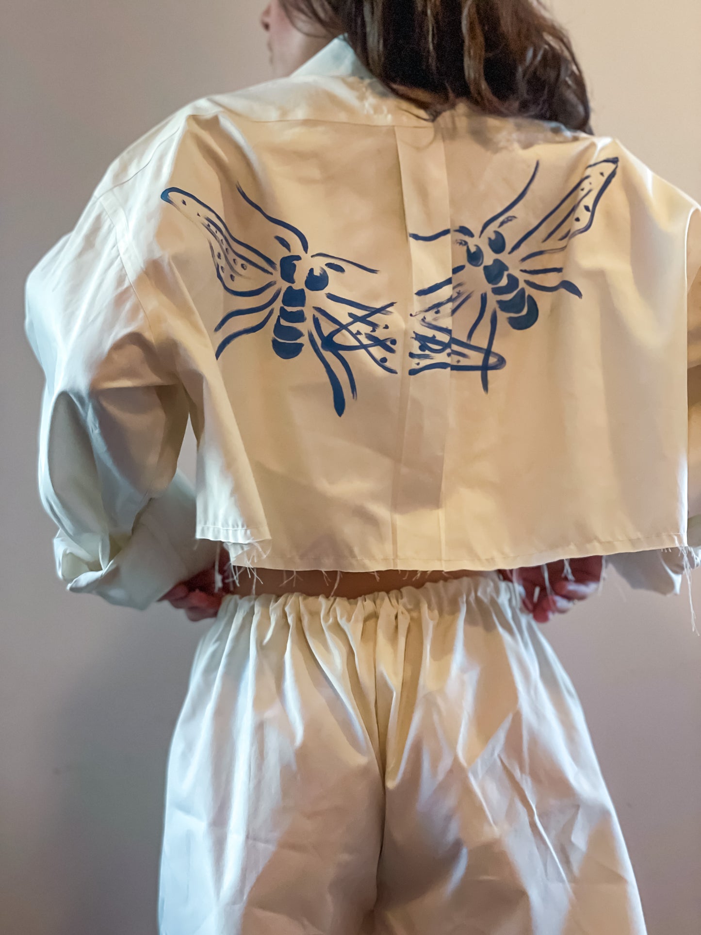 UpcycledNYC X ByBoulukos Button-down Short Set - Bees