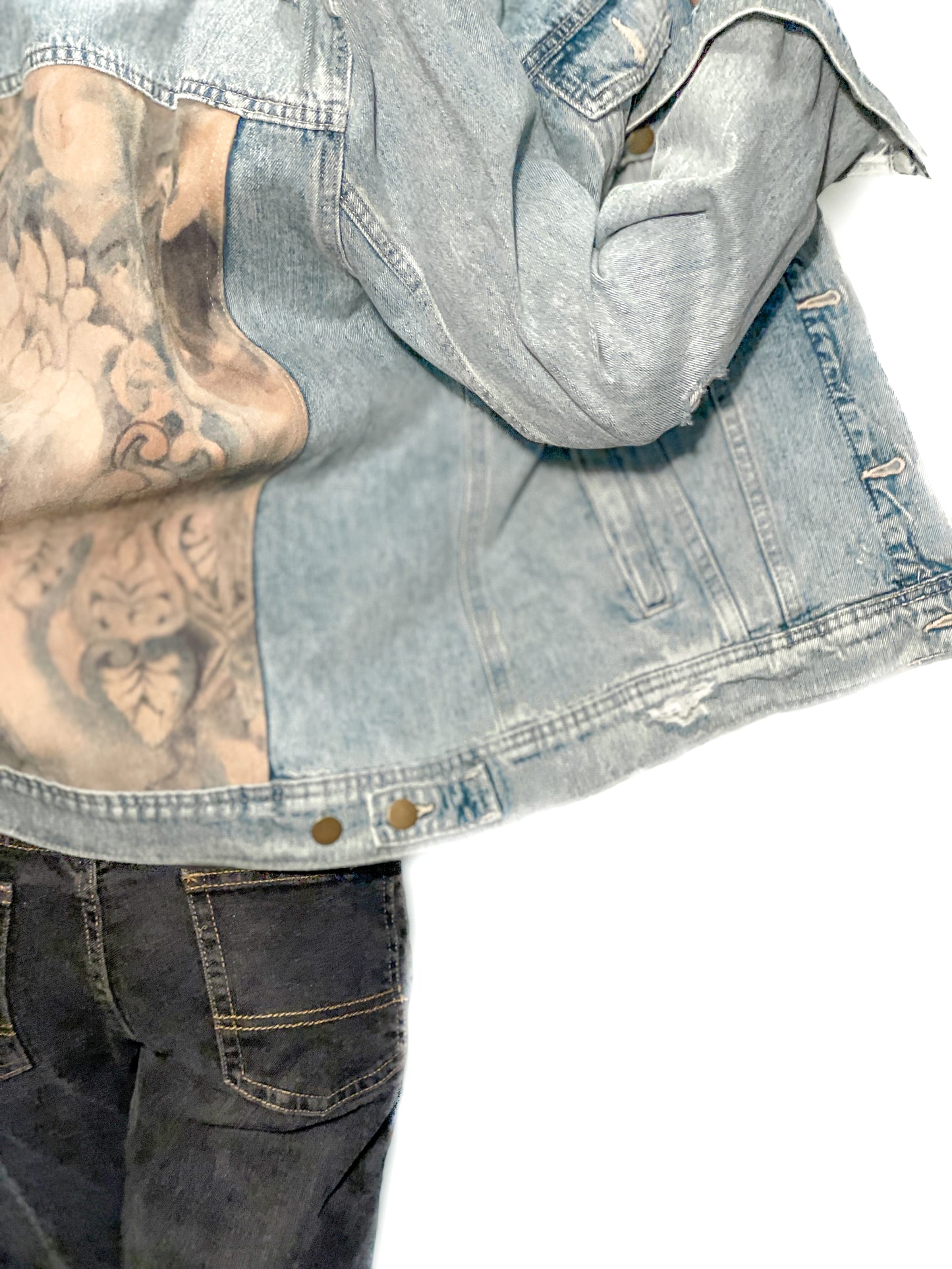 Upcycled Floral Suede Denim Jacket