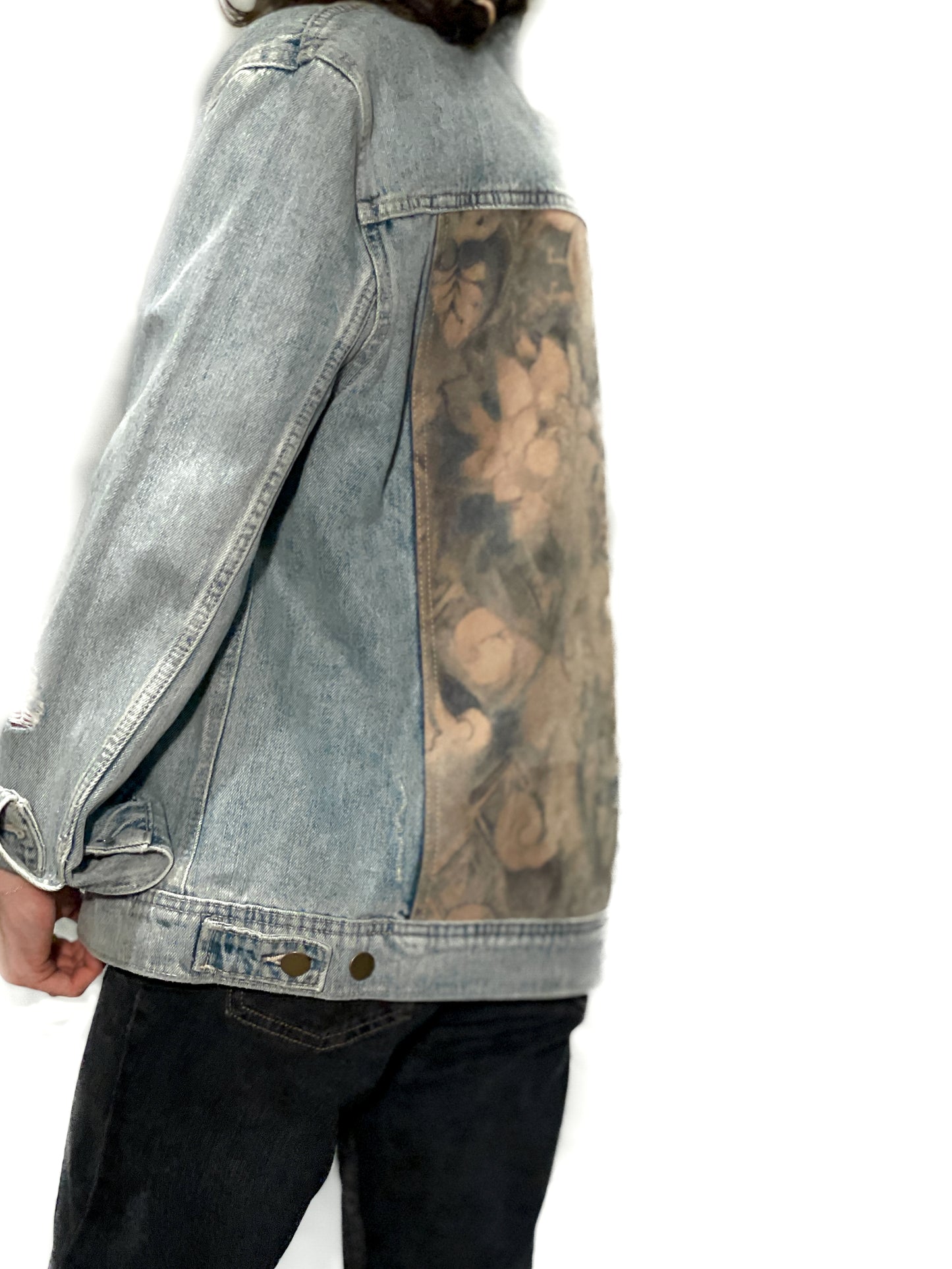 Upcycled Floral Suede Denim Jacket