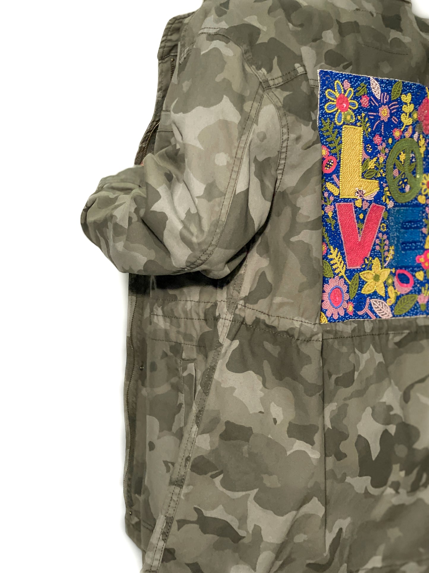 Upcycled Love Camo Jacket