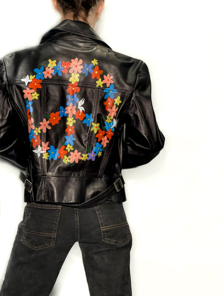 Age of Aquarius Hand-painted Leather Jacket