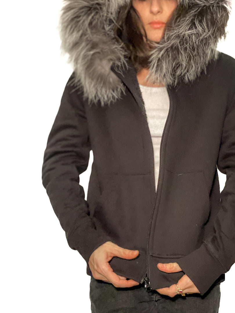 Upcycled Sherpa & Fur Lined Hoodie