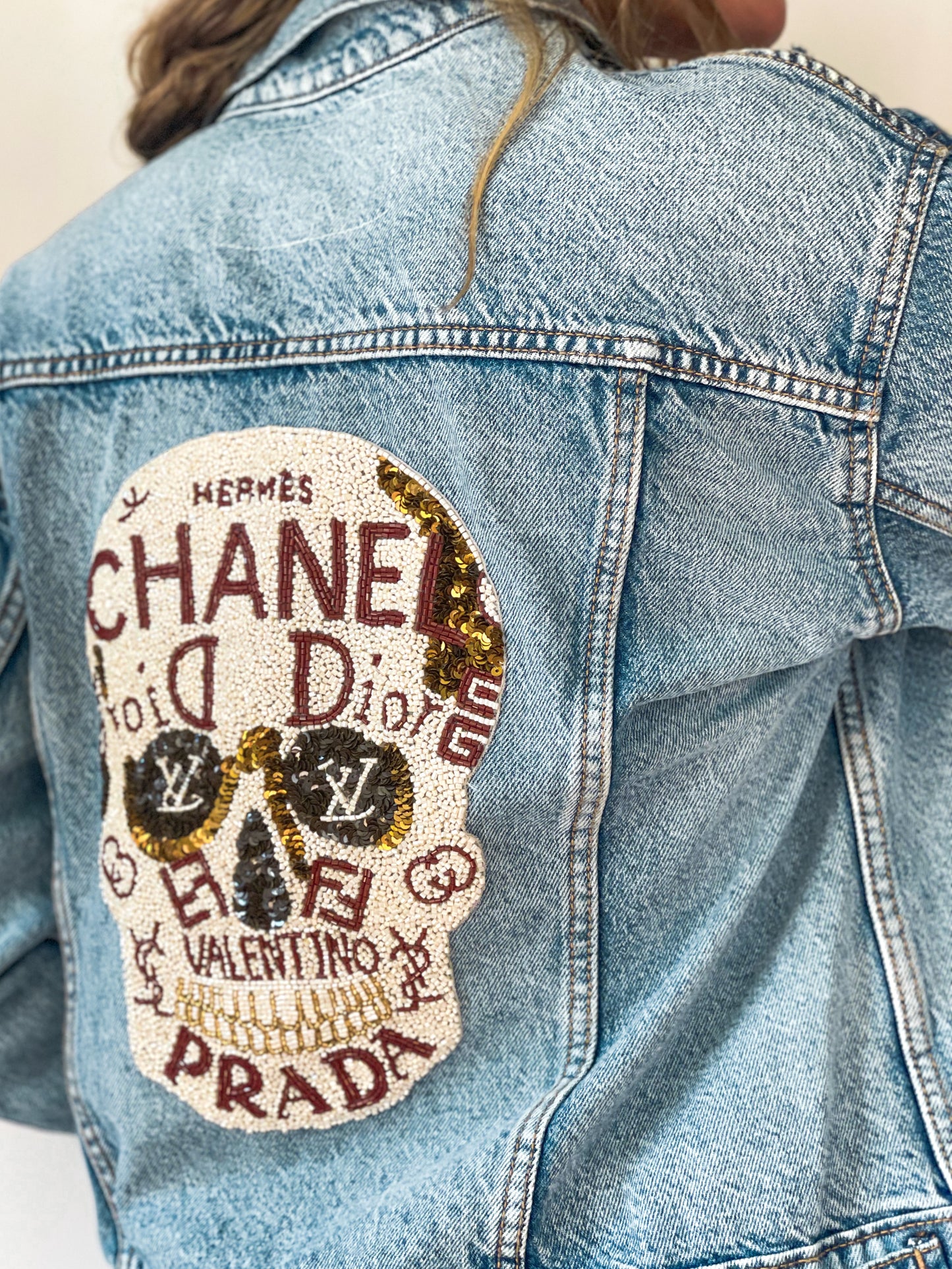Upcycled Designer Mash-up Patch Denim Jacket