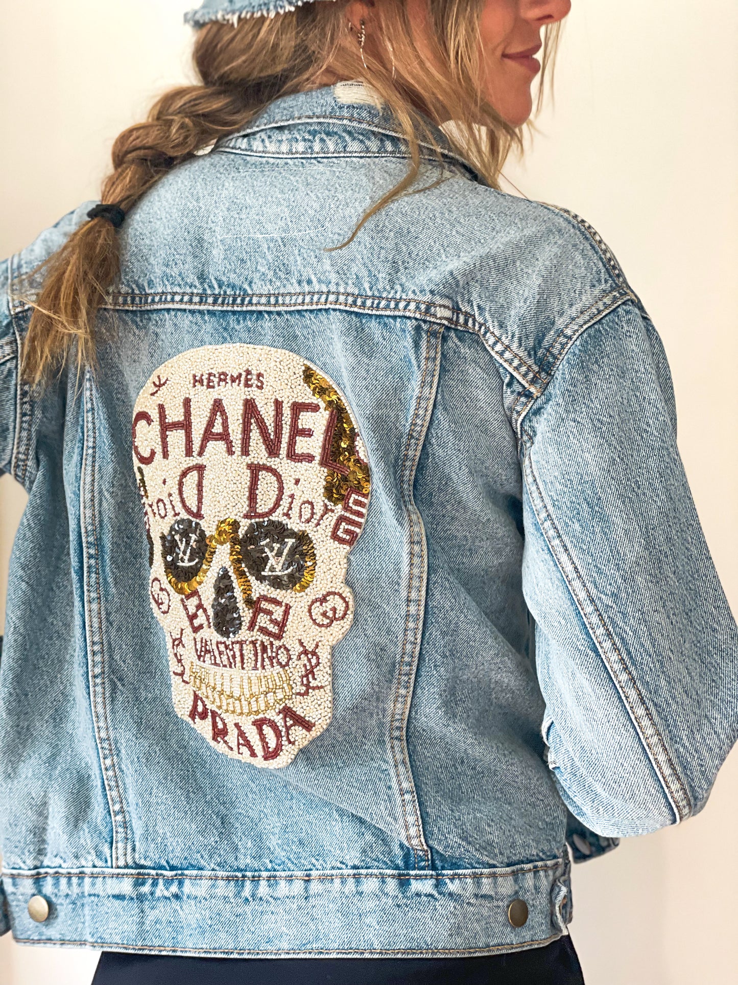 Upcycled Designer Mash-up Patch Denim Jacket - Main Image