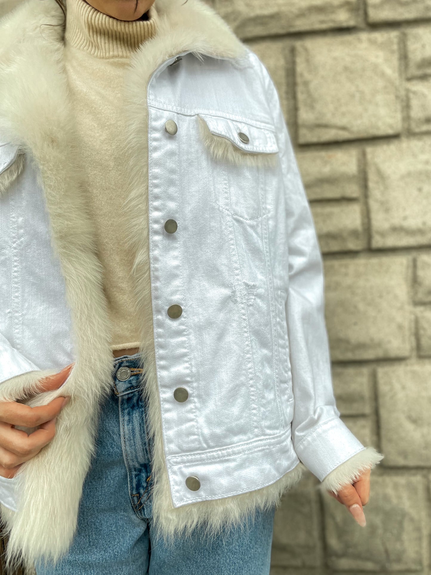 Upcycled Shearling Lined Denim Jacket
