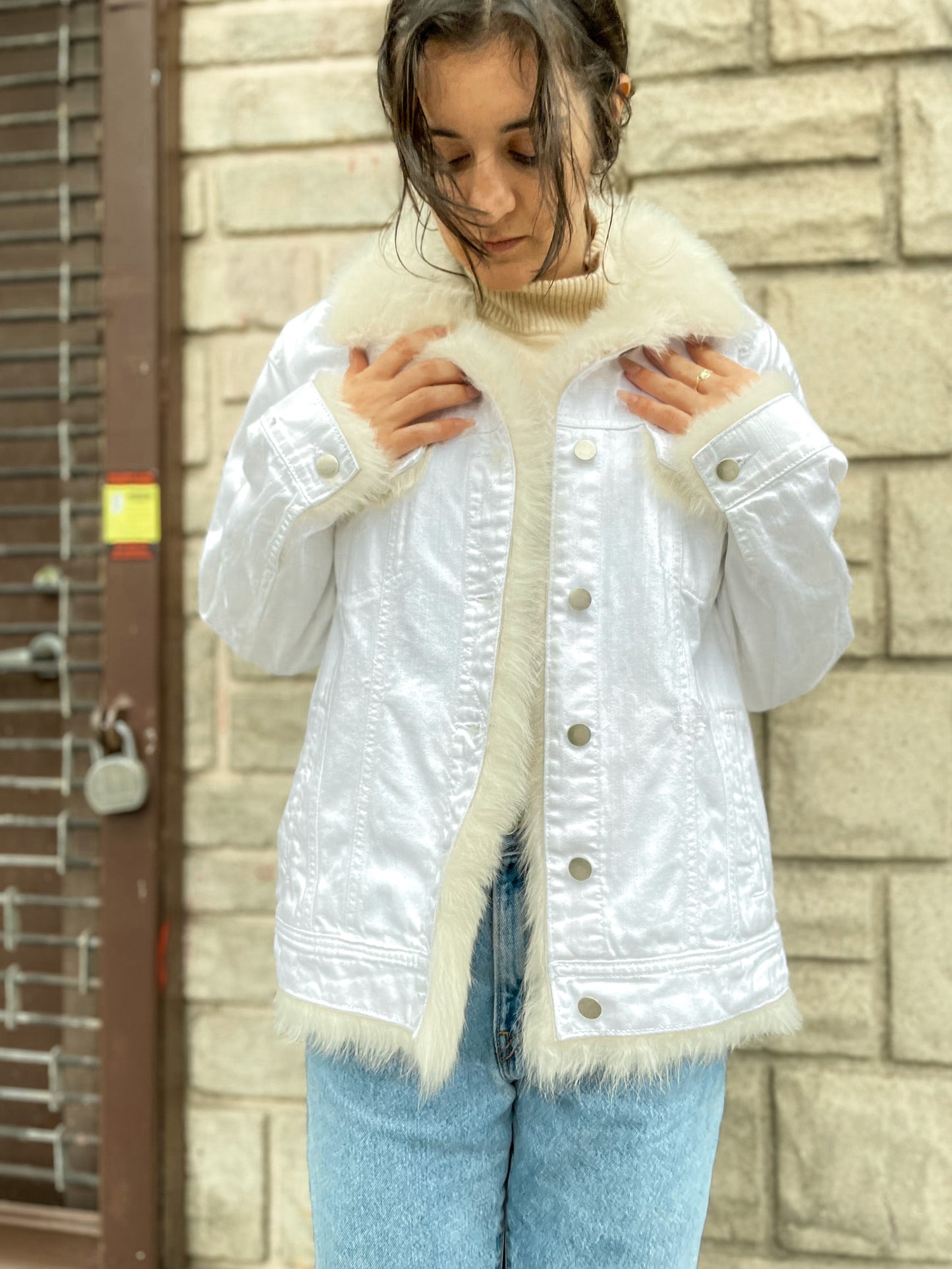 Upcycled Shearling Lined Denim Jacket