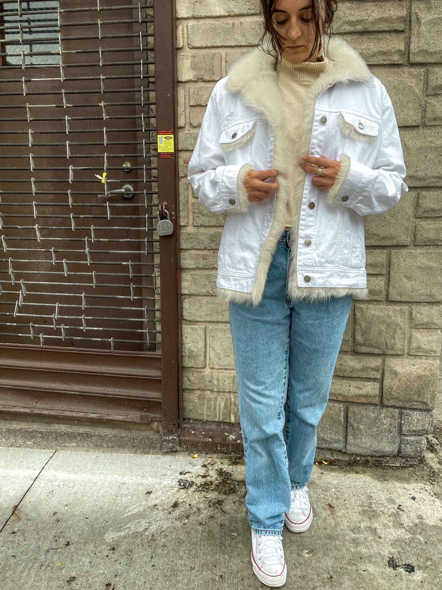 Upcycled Shearling Lined Denim Jacket