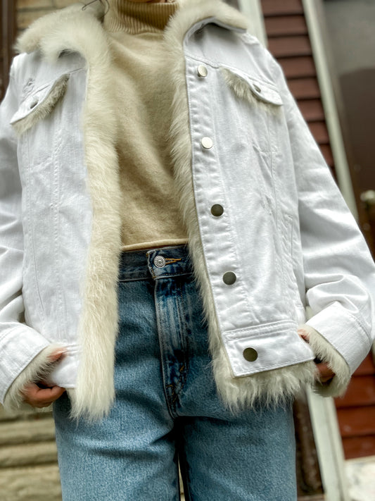 Upcycled Shearling Lined Denim Jacket