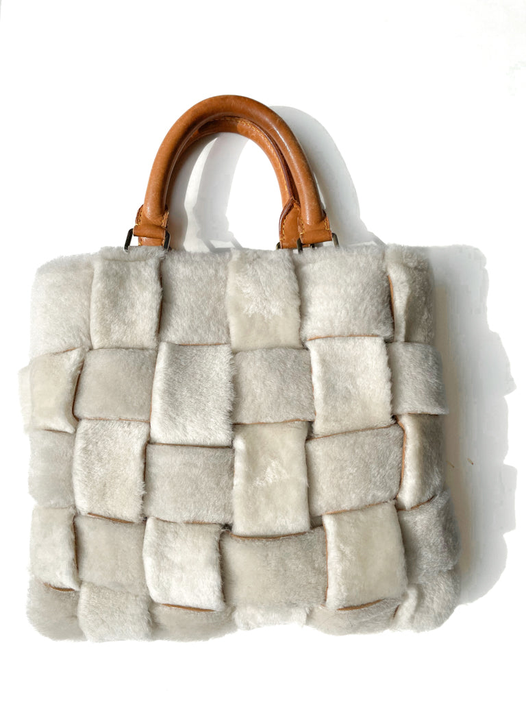 Upcycled Shearling Woven Purse