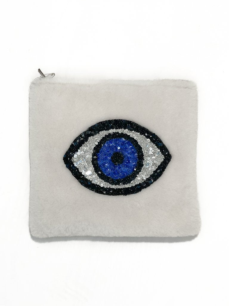 Upcycled Evil Eye clutch